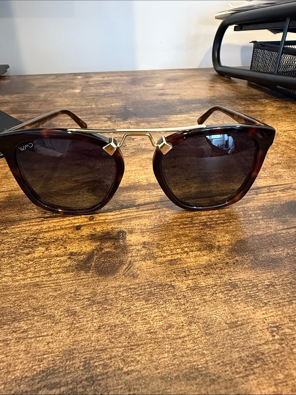 WMP Demi Polarized Whiskey Brown Tortoise Blue Gradient Lens